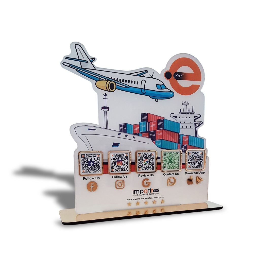 Transport & Export Shaped 5QR Table Top Smart NFC Standee