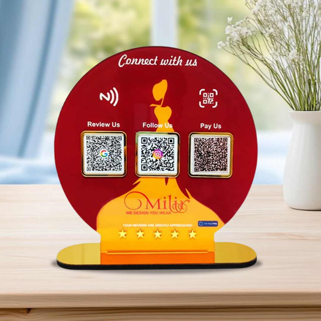 Circle Shape Smart NFC 3-in-1 Table Top Standee