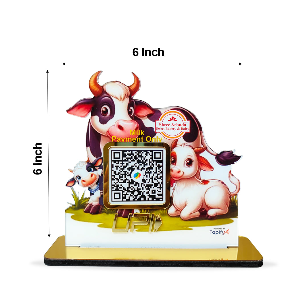 Cows and Calf Shaped Cutout -  Smart NFC 1 QR Table Top Standee - For Milk Dairy