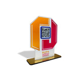 Smart NFC 1 QR Table Top Standee - Logo Cutout shape - HexaFrame Shape