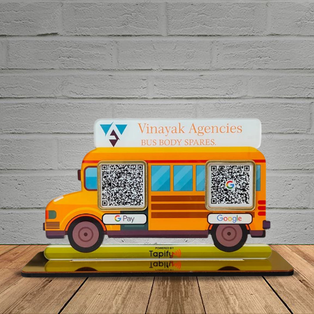 Bus Shape Standee - Smart NFC 2-in-1 Tabletop Standee