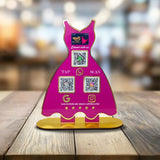 Ladies Cut Sleeves Gown shaped  NFC 3-in-1 Tabletop Standee – For Boutiques & Garment Shops | Pink Colour