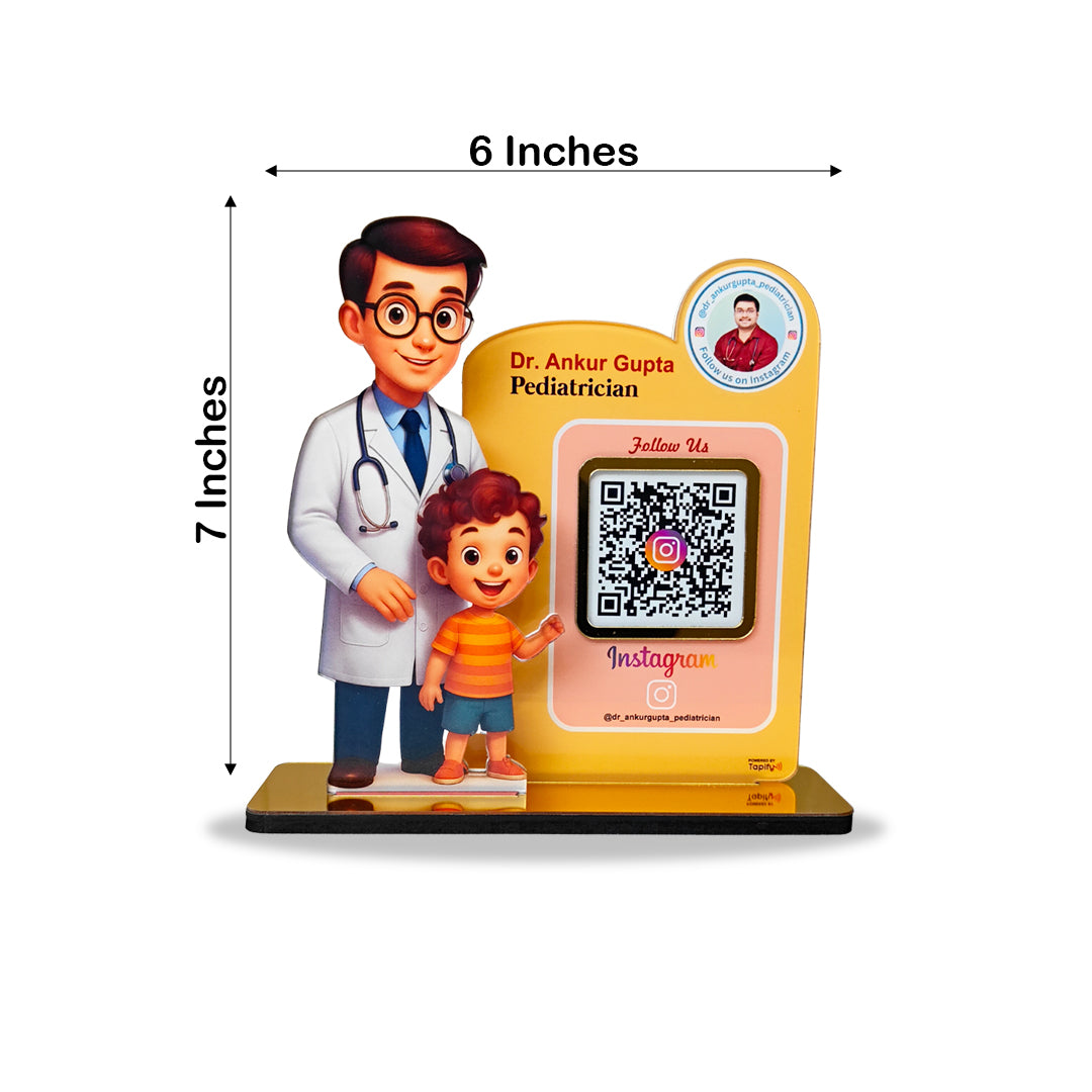 Doctor & Kid Cutout Shape - Smart NFC 1QR Standee for Pediatricians