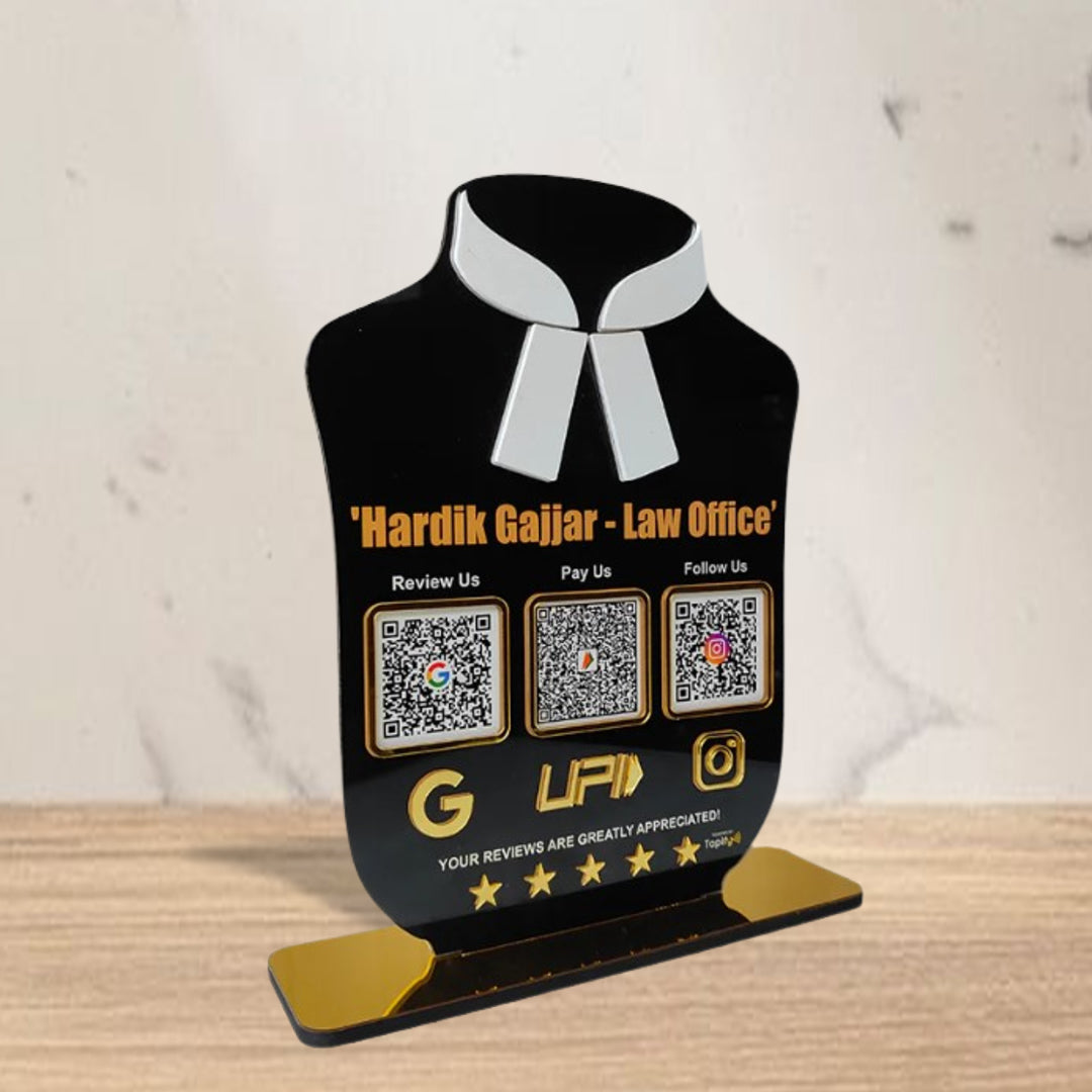 Smart NFC 3 QR Table Top Standee for Advocates | Lawyers