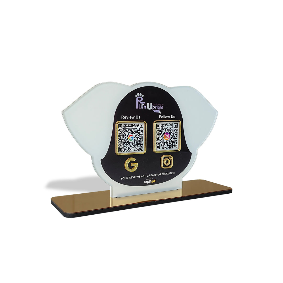 Pet Face Shape - Smart NFC 2-in-1 Table Top Standee - Black & White