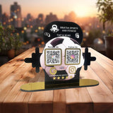 Gym Dumbbell + Foot Ball - Shaped - Smart NFC 2-in-1 Tabletop Standee