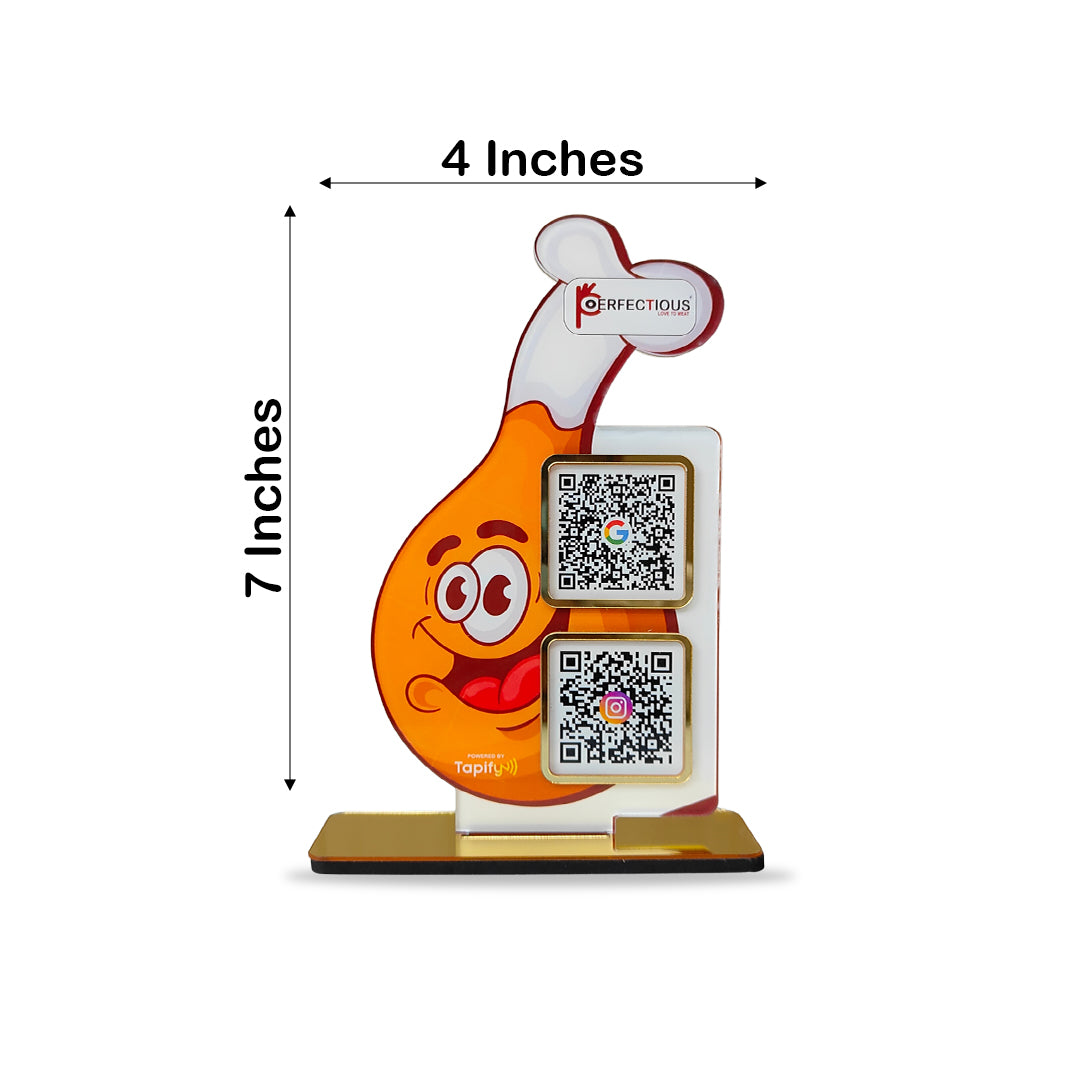 Chicken leg Cutout Shape - Smart NFC 1 QR Table Top Standee
