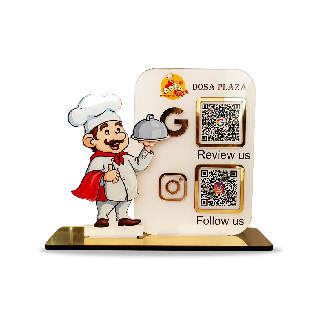 Male Chef Cutout Smart NFC 2QR Standee - For Restaurant