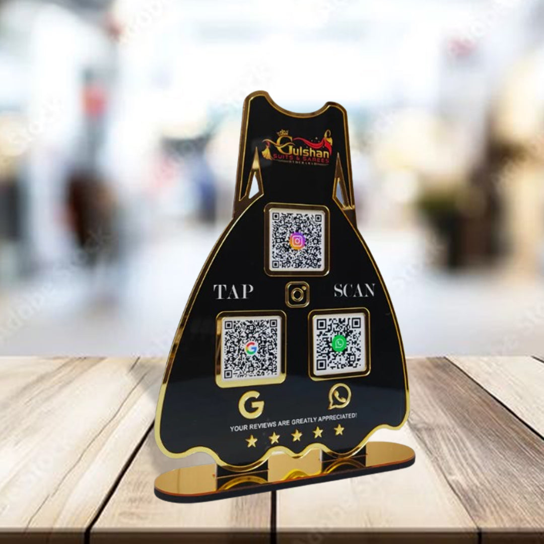 Ladies Gown NFC 3-in-1 Tabletop Standee – For Boutiques & Garment Shops