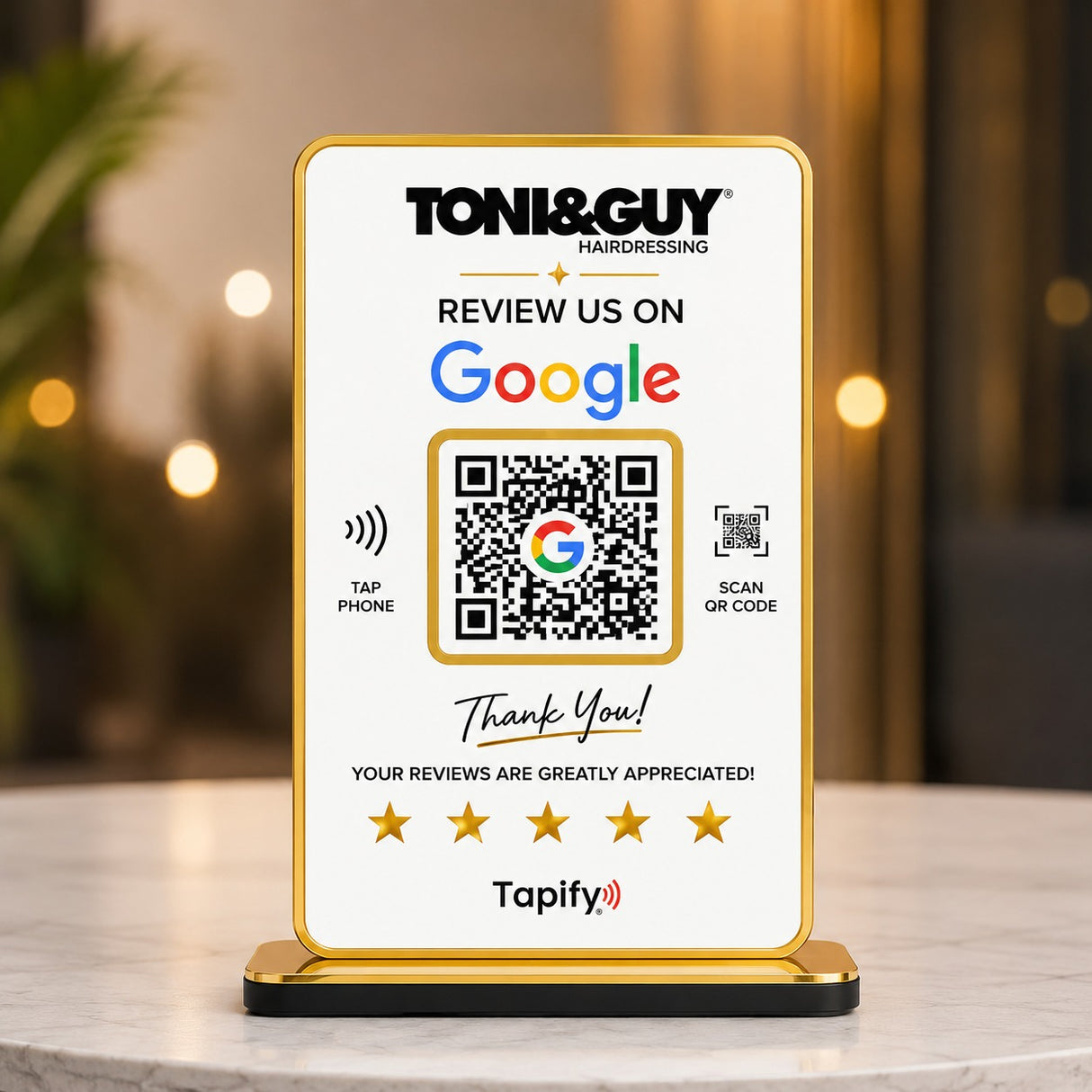 Premium Smart NFC 1 QR Table Top Standee - Text Edition