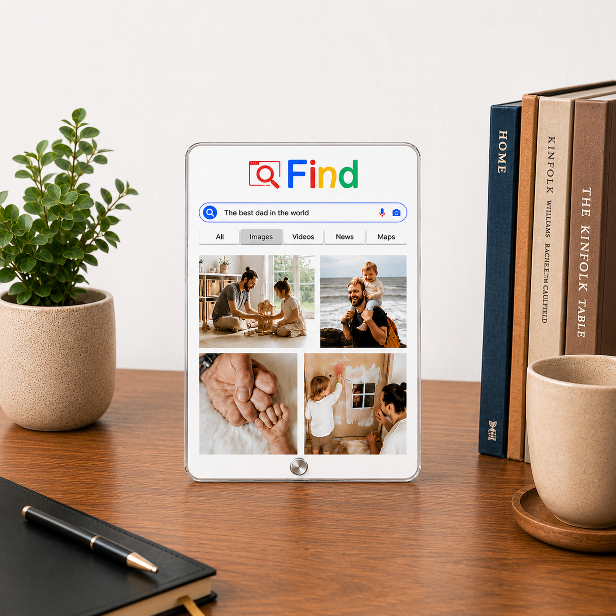 World's Best Dad Google Search  Photo Frame - Custom Acrylic Gift for Father & Son/Daughter ( 4 Photos )