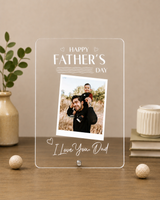 Personalized Transparent Acrylic Photo Plaque for Dad | Custom Father's Day Picture Frame with Stand