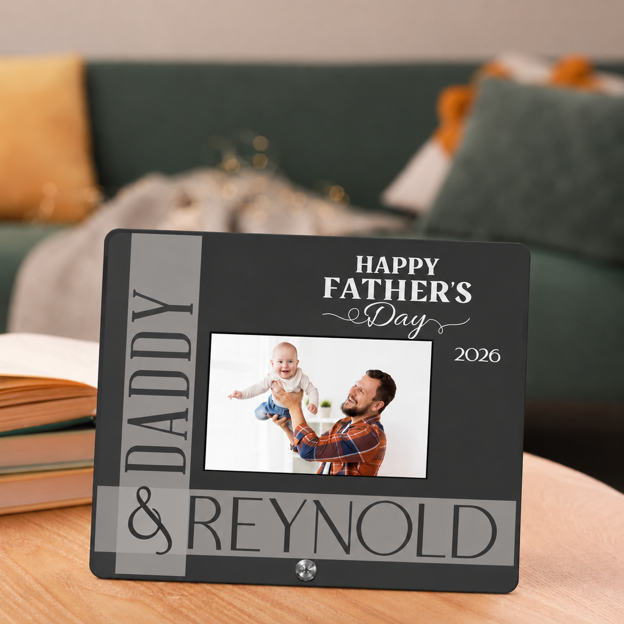 Personalized Father's Day Family Photo Frame - Custom Acrylic Gift for Father & Son/Daughter