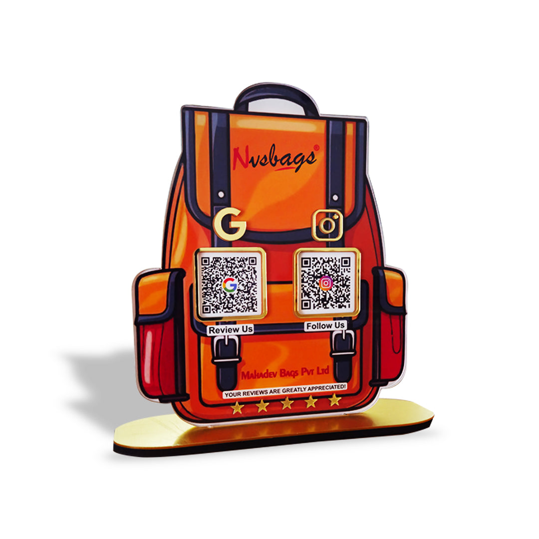 School Bag Shaped  - Smart NFC 2-in-1 Tabletop Standee