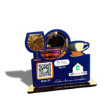 3D Golden Acrylic Crockery  Cutout Shaped - Smart NFC 1 QR  Table Top Standee
