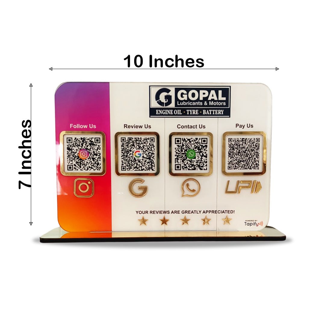 Smart NFC 4QR Table Top Standee | Social Media Theme Edition