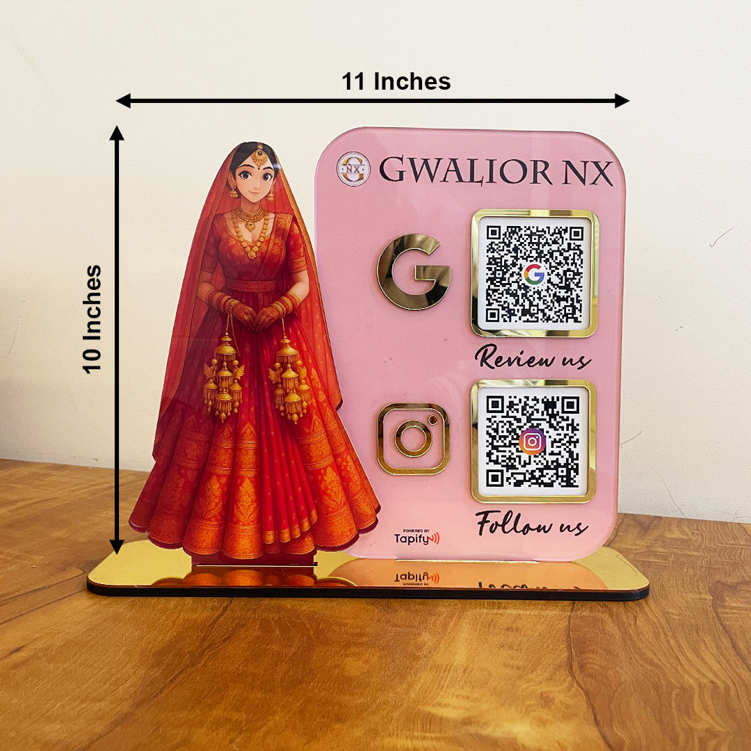 Bridal Cutout Smart NFC 2QR Standee - For Beauty Parlour & Garment Shop ( Big Size )