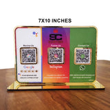 Premium Smart NFC 3QR Table Top Standee | Social Media Theme Edition - For- GR,WP,IG