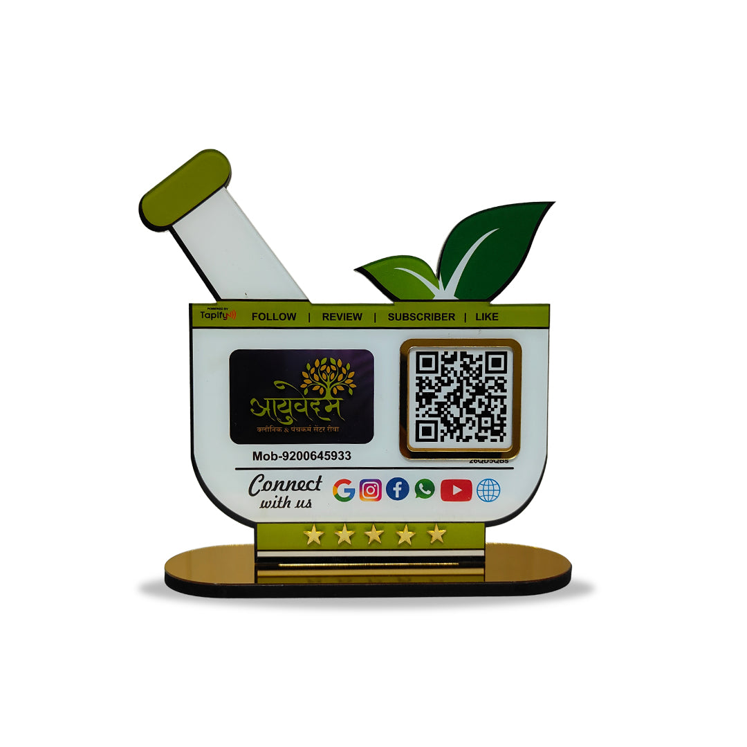 Okhali (Mortar and Pestle) Shaped Smart NFC 2-in-1 Table Top Standee