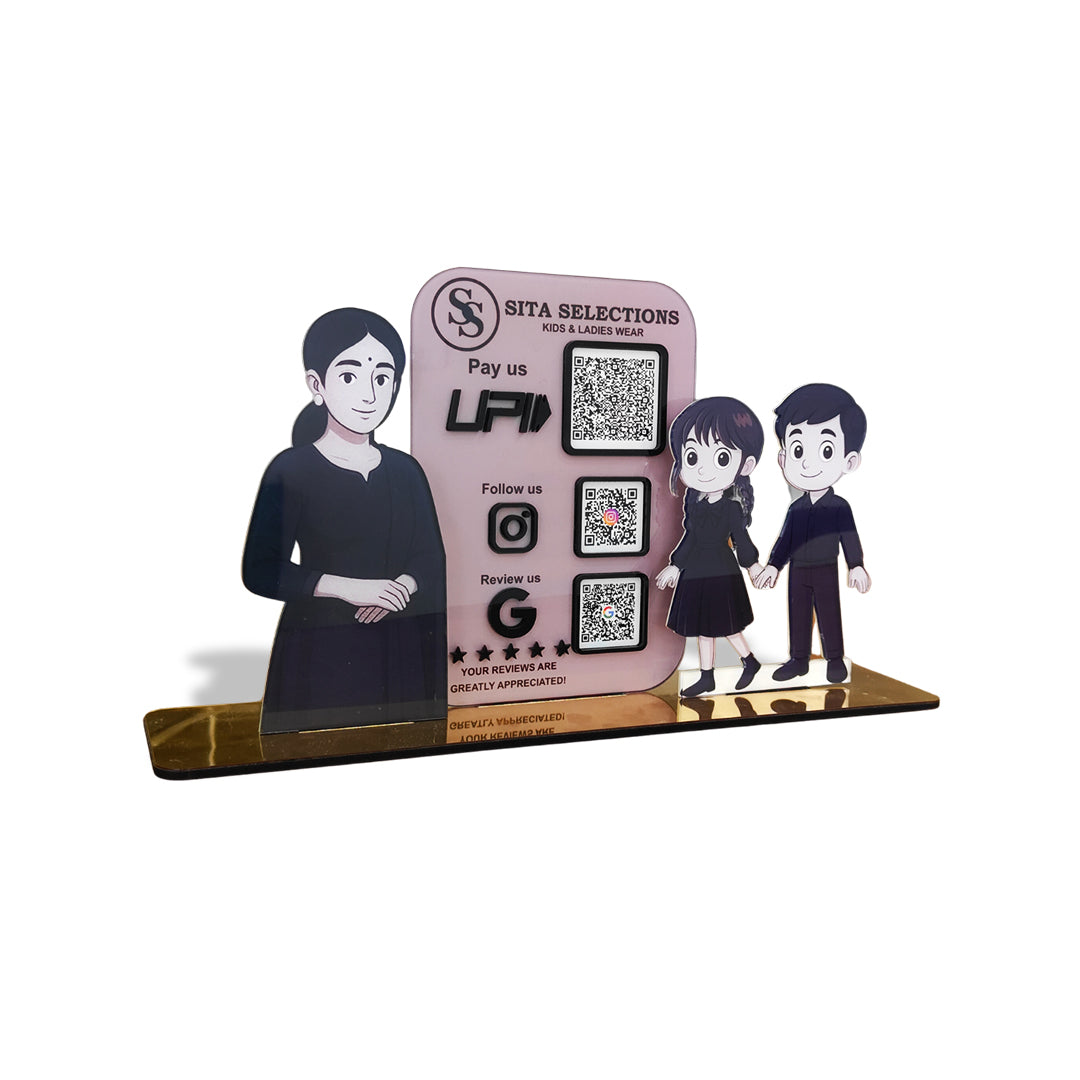Kids & ladies Cutout Shape - Smart NFC 3QR Standee