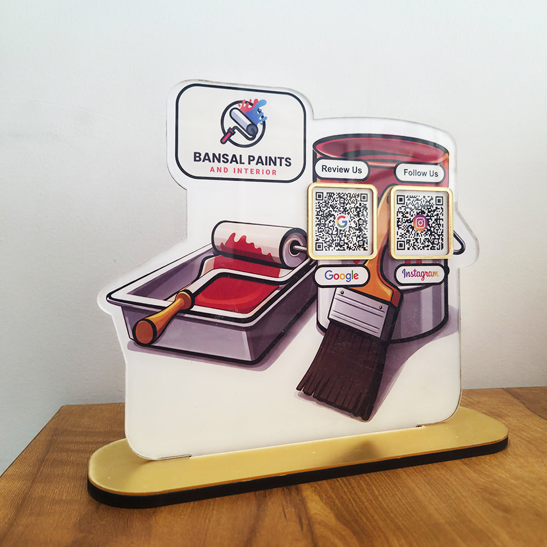 Paint Box & Brush Shaped - 2 in 1 Smart NFC QR Standee
