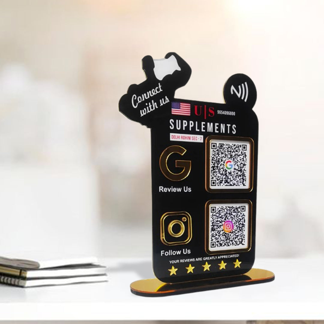 Body Builder Shaped Smart NFC 2-in-1 Tabletop Standee For Gyms