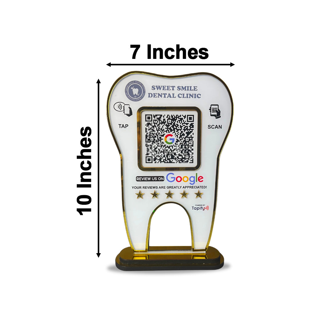 Premium - Big Size - Dental Tooth Shaped NFC Single QR Standee