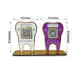 Tooth Shape - Smart NFC 2QR Table Top Standee - W&P Colour