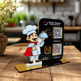 Male Chef Cutout Smart NFC 2QR Standee - For Restaurant