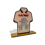 T-Shirt Shaped Custom background - Smart NFC 3-in-1 Tabletop Standee – For Garment Shops