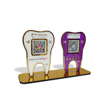 Tooth Shape - Smart NFC 2QR Table Top Standee - W&P Colour