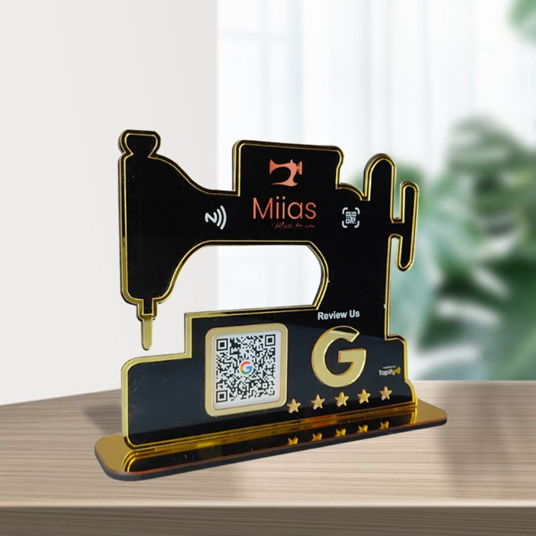 Tapify - Sewing Machine Shaped - Smart NFC Standee with - Google Review QR