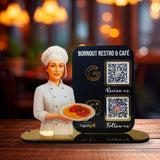 Chef Cutout Smart NFC 2QR Standee - For Restaurant