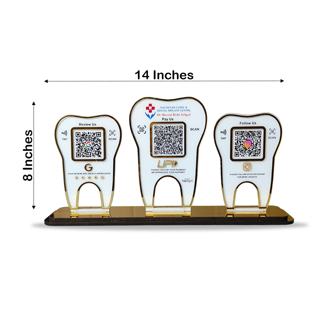 Tooth Shaped - Smart NFC 3-in-1 Tabletop Standee | For Dentist