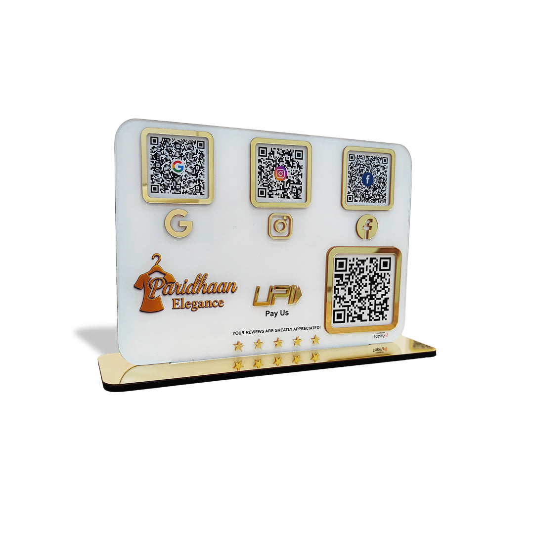 Premium QR  Display - Smart NFC 4-in-1 Table Top Standee