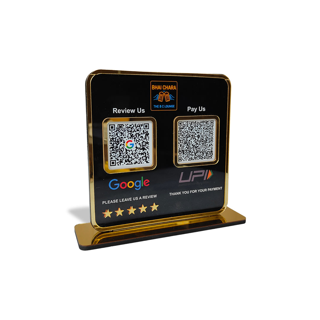 Premium Smart NFC 2-in-1 Table Top Standee -Text Edition- Black Colour