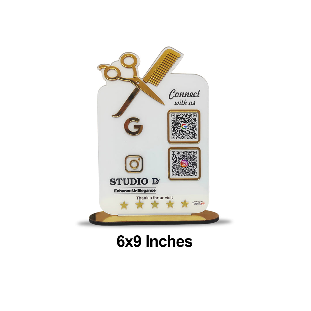 Smart NFC 2-in-1 Tabletop Standee - Portrait Style - For Salons & Beauty Parlours