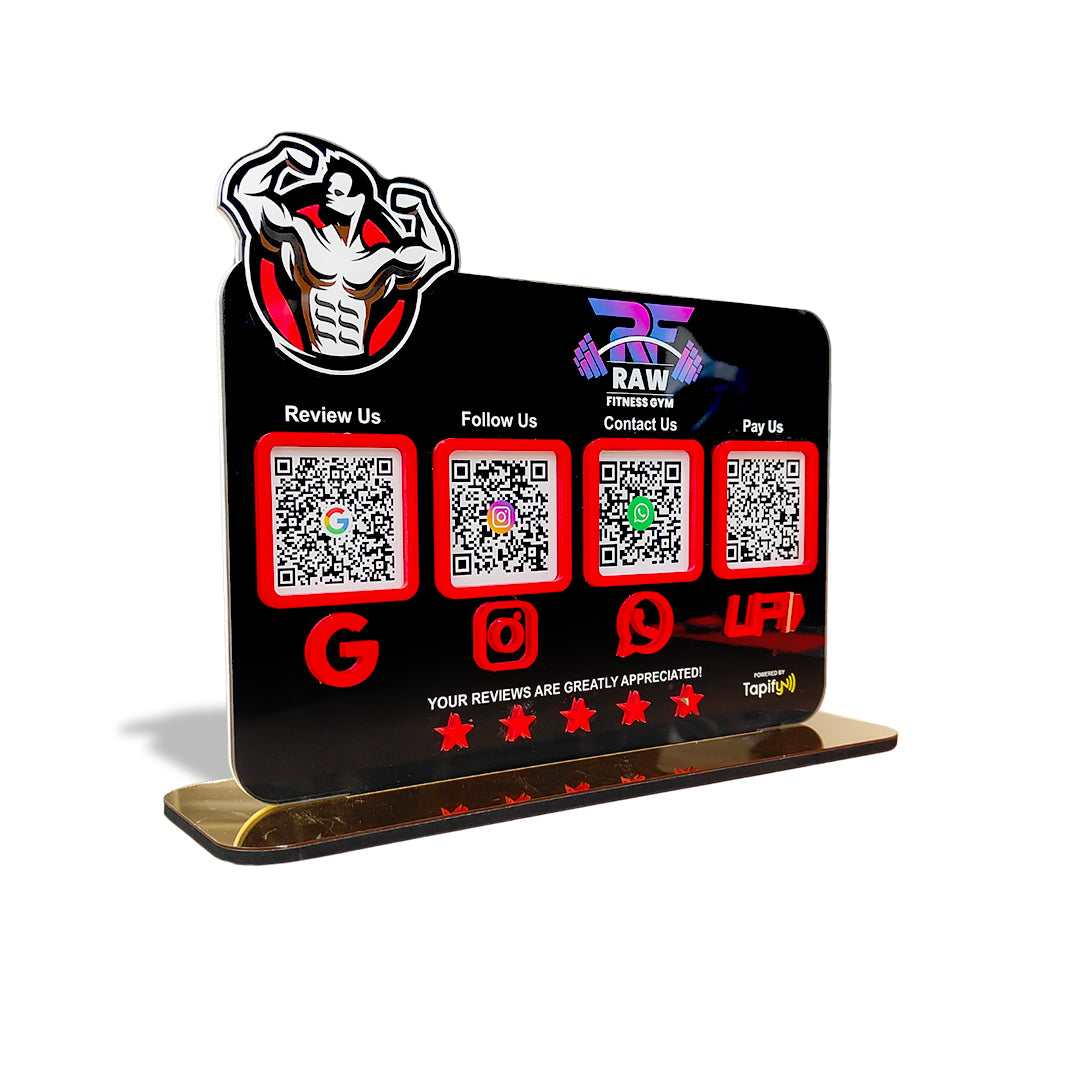 Gym Logo Cutout Shaped Smart NFC 4-in-1 Tabletop Standee For Gyms