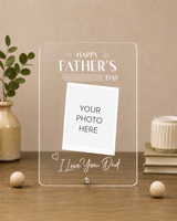 Personalized Transparent Acrylic Photo Plaque for Dad | Custom Father's Day Picture Frame with Stand
