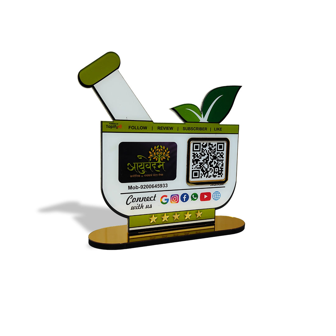 Okhali (Mortar and Pestle) Shaped Smart NFC 2-in-1 Table Top Standee