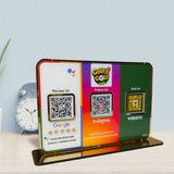 Premium Smart NFC 3QR Table Top Standee | Social Media Theme Edition - Google,Instagram,Website