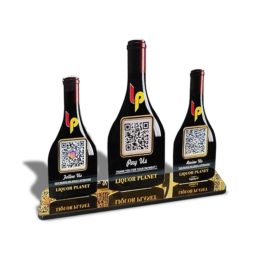 Wine Bottel Shaped  - 3 In 1 QR Table Top  Smart NFC  Standee