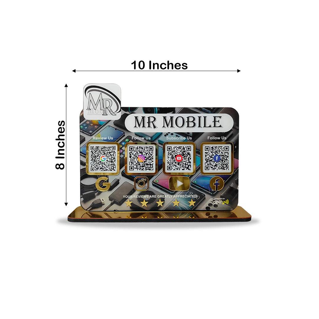 Logo Cutout Mobile Theme Standee - Smart NFC 4-in-1 Table Top Standee