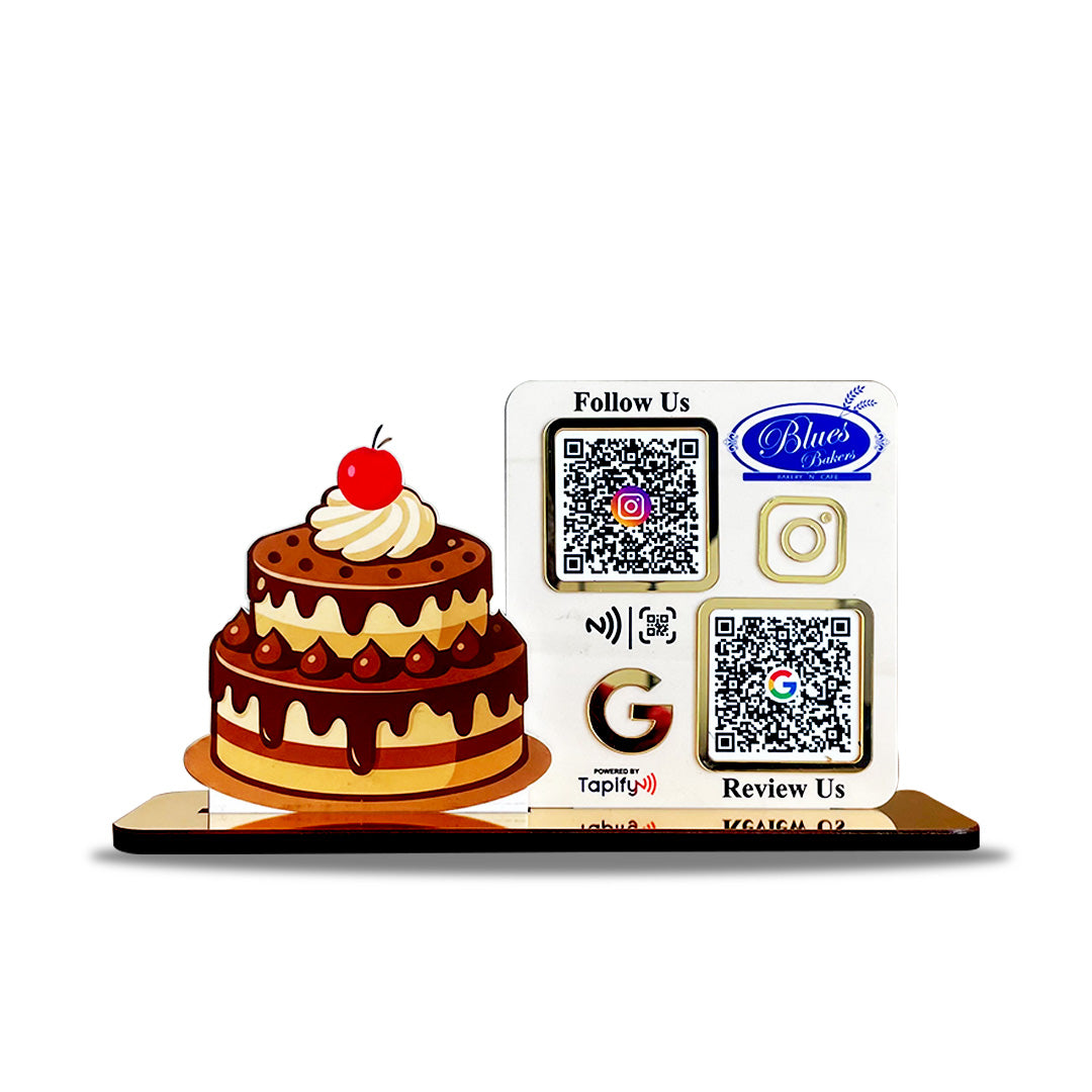 Cake Cutout Shaped Smart NFC 2-in-1 Table Top Standee