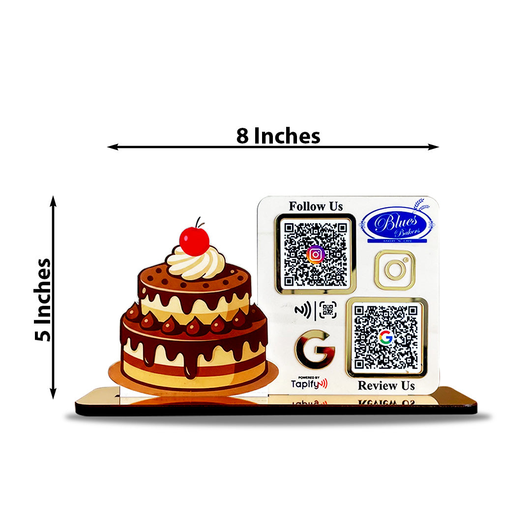 Cake Cutout Shaped Smart NFC 2-in-1 Table Top Standee
