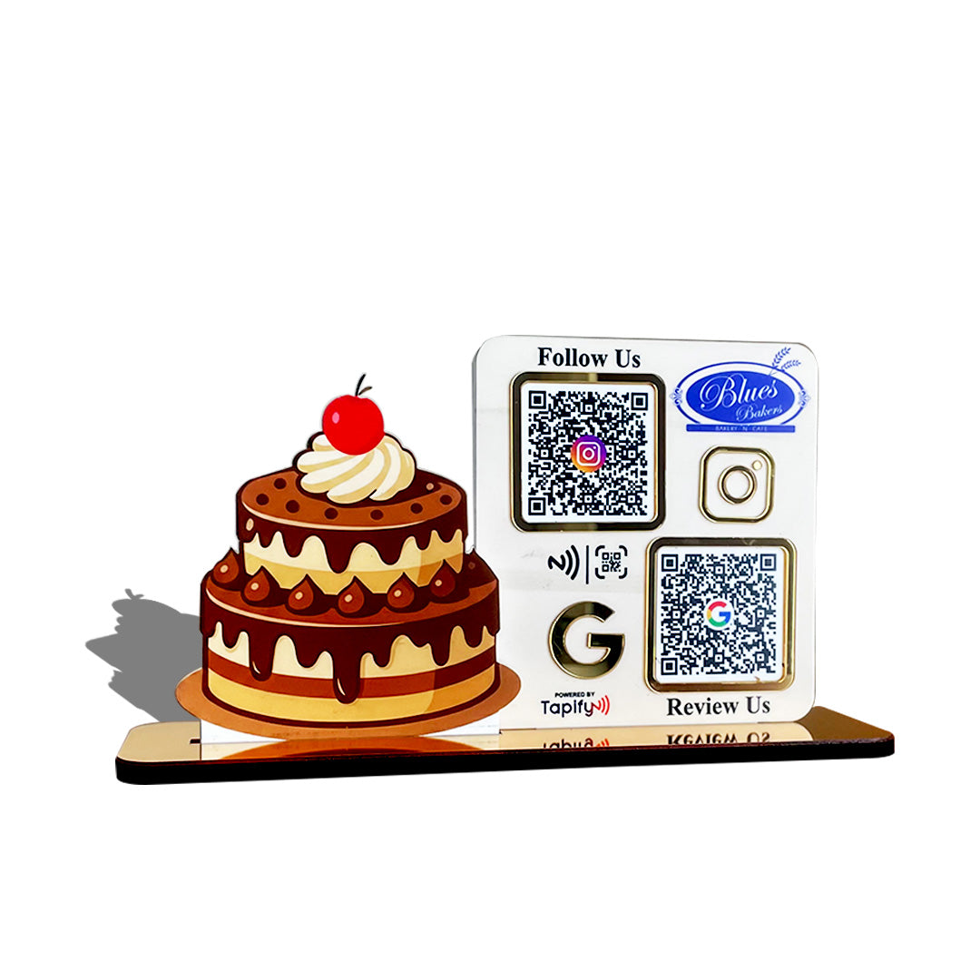 Cake Cutout Shaped Smart NFC 2-in-1 Table Top Standee