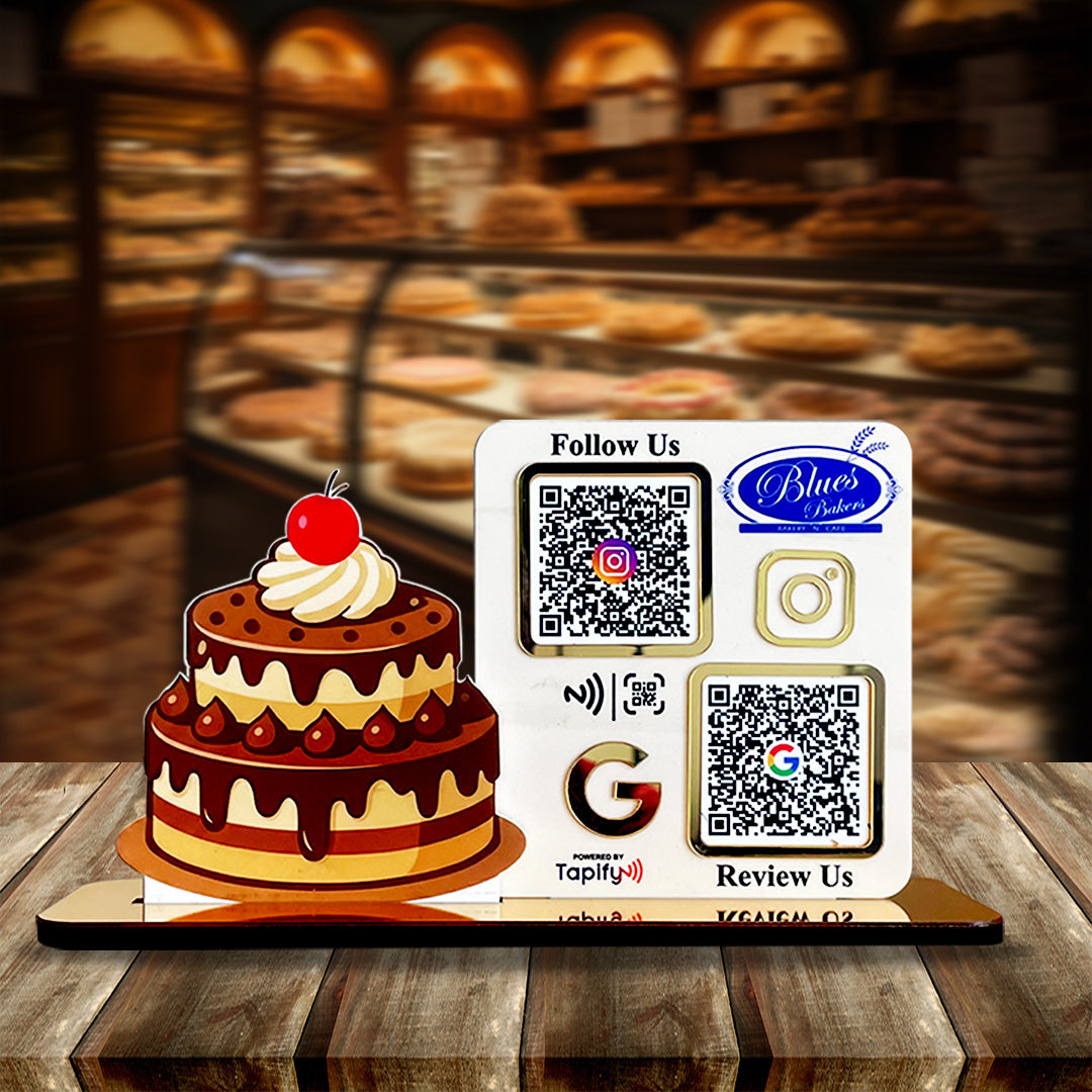 Cake Cutout Shaped Smart NFC 2-in-1 Table Top Standee