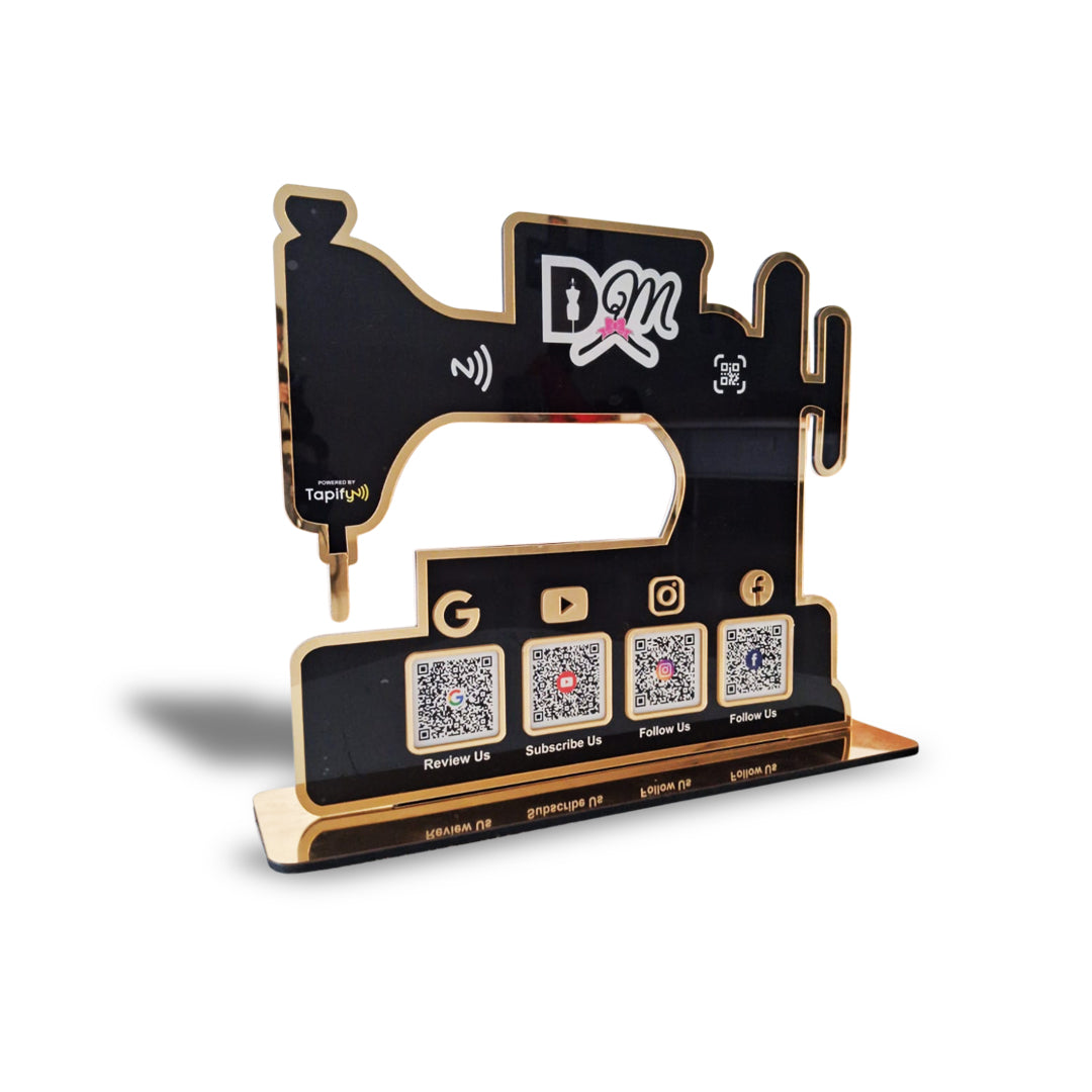 Sewing Machine Shaped - Smart NFC 4QR Table Top  Standee