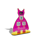 Ladies Cut Sleeves Gown shaped  NFC 3-in-1 Tabletop Standee – For Boutiques & Garment Shops | Pink Colour