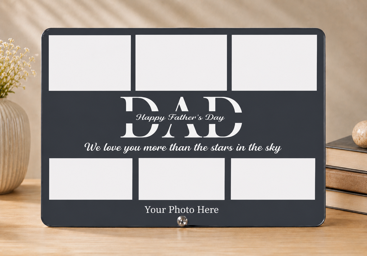 Custom Dad Photo Frame with 6 Pictures – Father's Day Gift from Kids